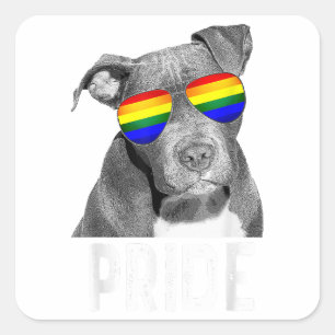 Pegatina Cuadrada LGBT Pitbull Gay Pride Dog Shades Sungafas LGBTQ
