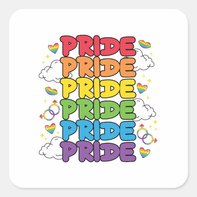 Pegatina Cuadrada LGBTQ - Mes del Orgullo (Anverso)