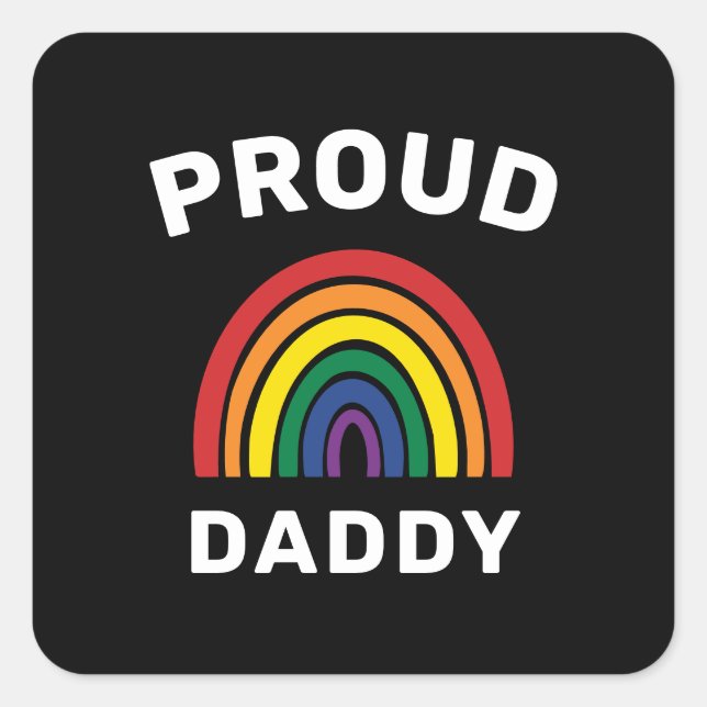 Pegatina Cuadrada LGBTQ Orgulloso papá Gay Orgullo del Día del Padre (Anverso)