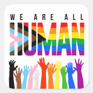 Pegatina Cuadrada LGBTQ+ RIs Todos somos humanos