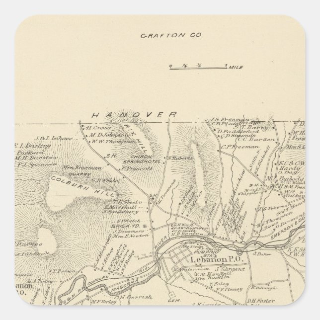 Pegatina Cuadrada Líbano, Grafton Co (Anverso)