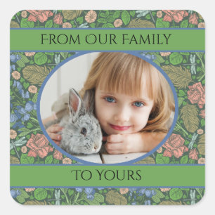 Pegatina Cuadrada Libélula antigua volando en un jardín inglés