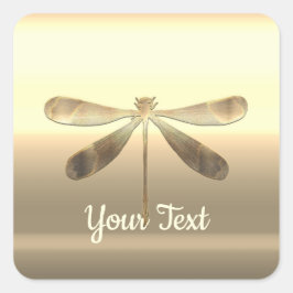 Pegatina Cuadrada Libélula Dorada