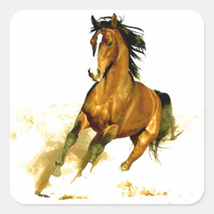 Pegatina Cuadrada Libertad - Caballo Corriendo