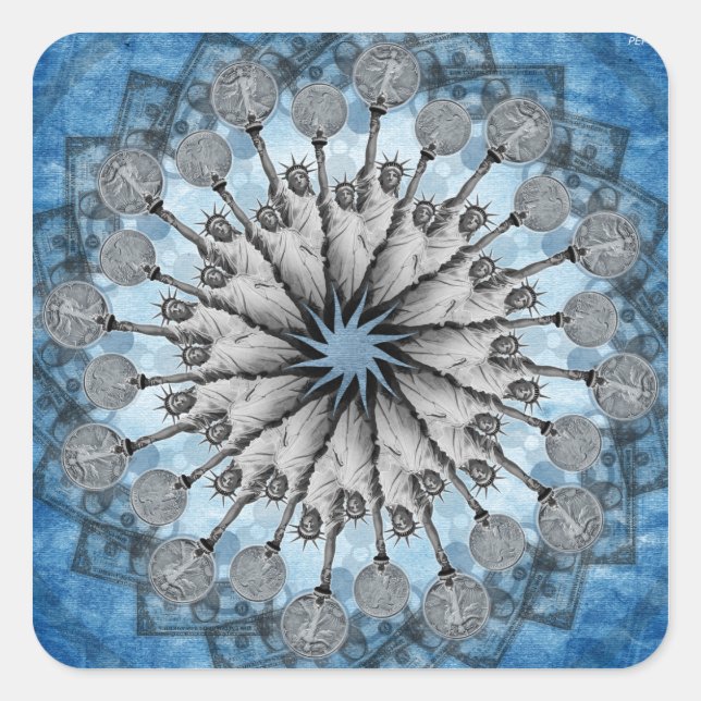 Pegatina Cuadrada Libertad económica (Anverso)