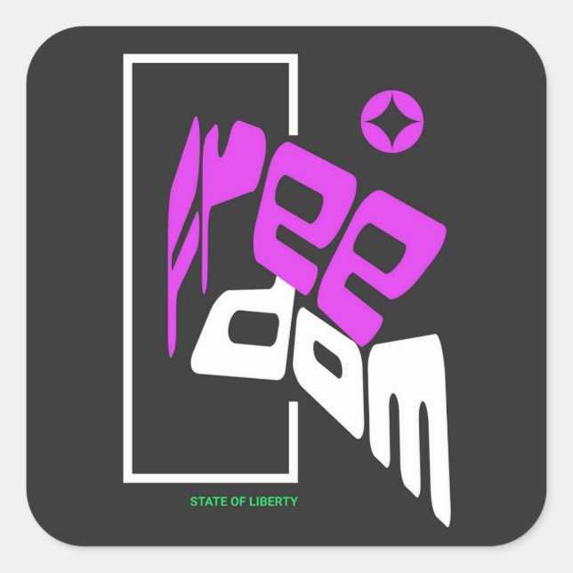 Pegatina Cuadrada Libertad - Estado de libertad (Anverso)