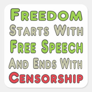 Pegatina Cuadrada Libertad, libertad de expresión y censura