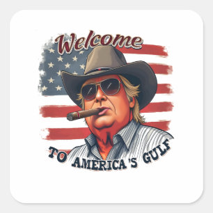 Pegatina Cuadrada Libertad para el Golfo Americano de Trump