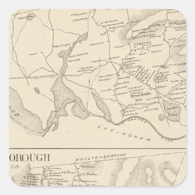 Pegatina Cuadrada Libertad, Tuftonborough (Anverso)