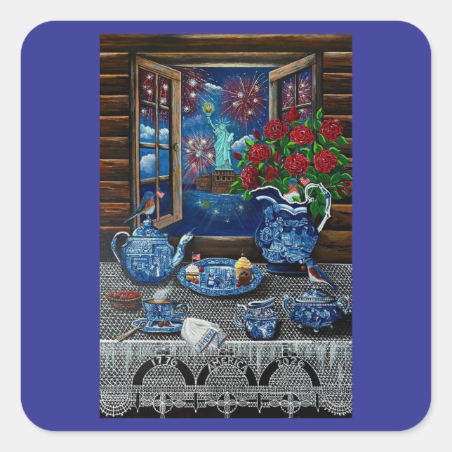 Pegatina Cuadrada Liberty’s Tea Time Delight! (Anverso)