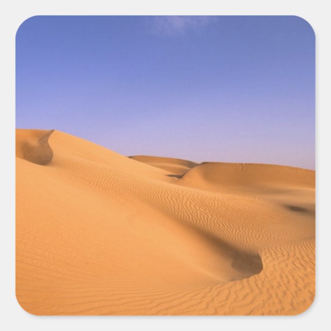 Pegatina Cuadrada Libia, Fezzan, desierto del Sahara, Erg Murzuq, ar (Anverso)