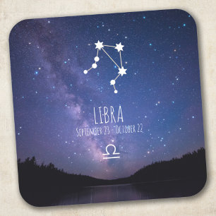 Pegatina Cuadrada Libra   Constelación zodiaca personalizada