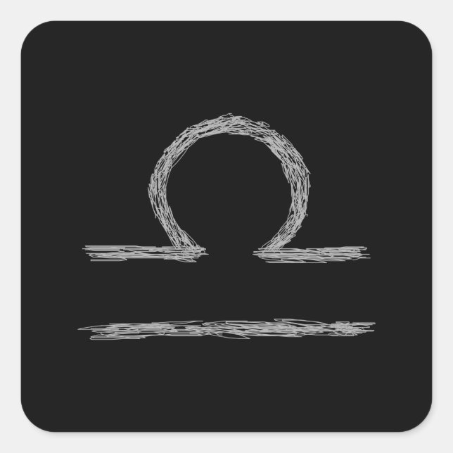 Pegatina Cuadrada Libra. Rótulo Astrológico Zodiaco. (Anverso)