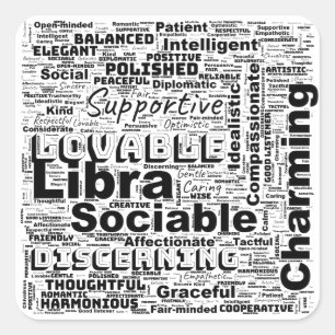 Pegatina Cuadrada Libra Zodiac Word Cloud Inspiración
