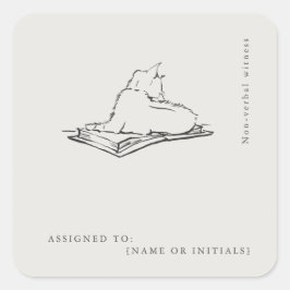 Pegatina Cuadrada Library Cat- Naturalist Menagerie Archive