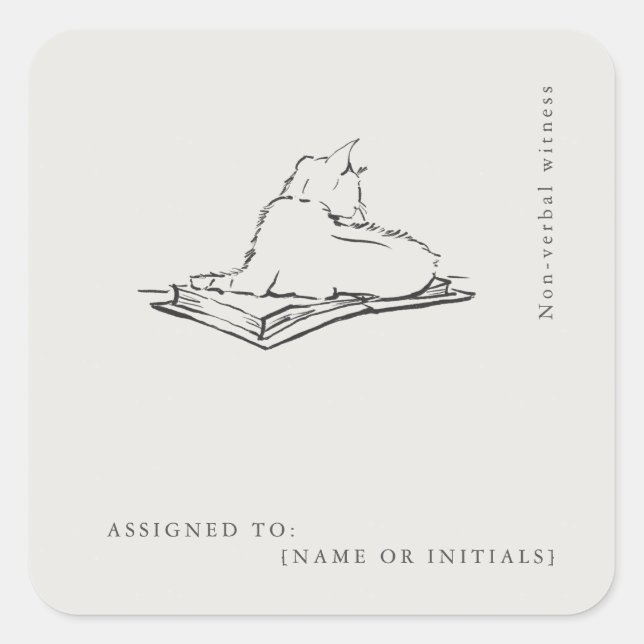 Pegatina Cuadrada Library Cat- Naturalist Menagerie Archive  (Anverso)