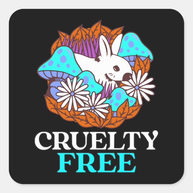 Pegatina Cuadrada Libre de crueldad (Anverso)