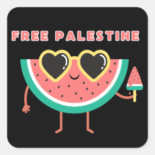 Pegatina Cuadrada libre palestina sandía Palestina linda colorida