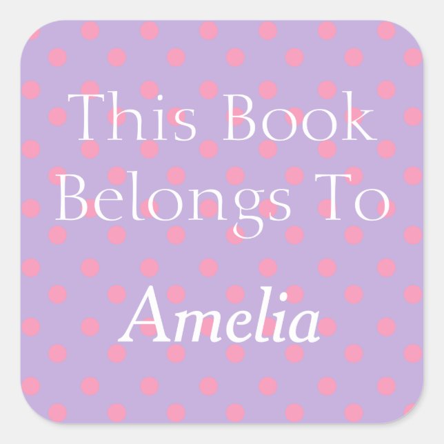 Pegatina Cuadrada Librería de puntos de la capa de lavanda y de la p (Anverso)