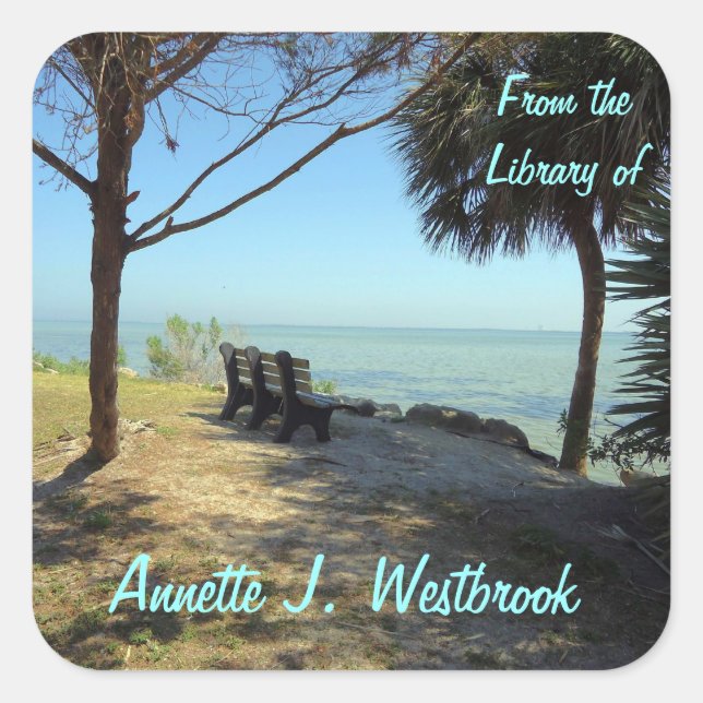 Pegatina Cuadrada Librería del Personalizado No. 1 de la vista del r (Anverso)