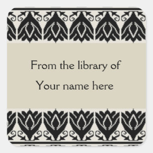 Pegatina Cuadrada Librería personalizada - Damasco negro
