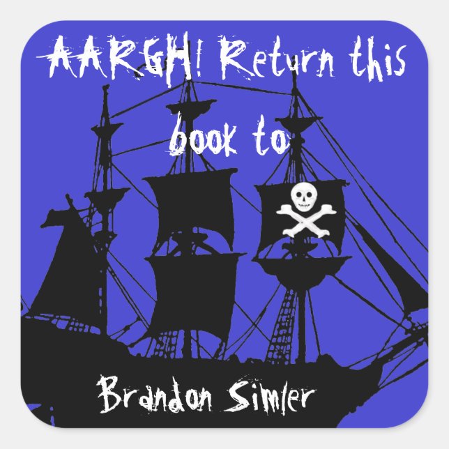 Pegatina Cuadrada Librería pirata — ¡AAArgh! (Anverso)