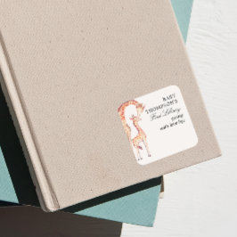 Pegatina Cuadrada Librería Safari Giraffe de la primera biblioteca d