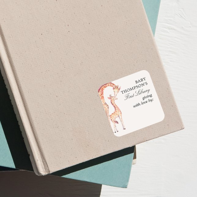 Pegatina Cuadrada Librería Safari Giraffe de la primera biblioteca d (Subido por el creador)