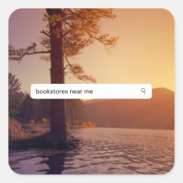 Pegatina Cuadrada Librerías cerca de mí, junto al lago