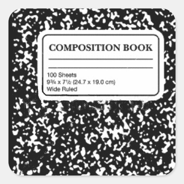 Pegatina Cuadrada Libro de composición (Anverso)