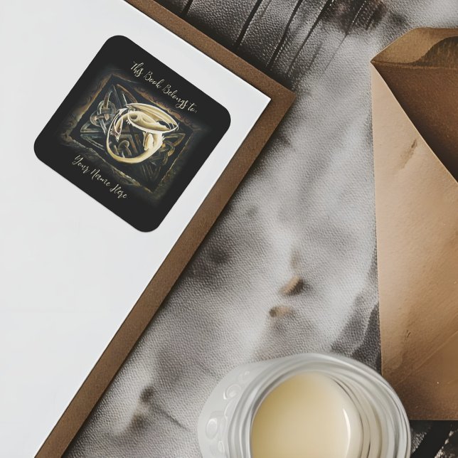 Pegatina Cuadrada Libro de Dragón de Crema de Trabajo de Knot Celtic (Subido por el creador)