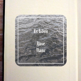 Pegatina Cuadrada Libro de Exlibris de Agua de Río