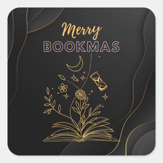 Pegatina Cuadrada Libro de Navidades de Merry Bookmas (Anverso)