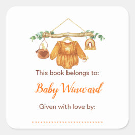 Pegatina Cuadrada Libro de regalo para baby shower de AutumnFall Clo