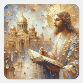 Pegatina Cuadrada Libro Jesús De La Vida - Colección De Arte De La S