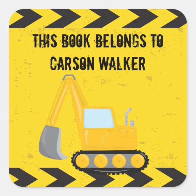 Pegatina Cuadrada Libro para niños Personalizados de vehículos de co (Anverso)