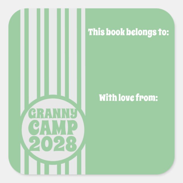 Pegatina Cuadrada Libro Verde Granny Camp Retro (Anverso)