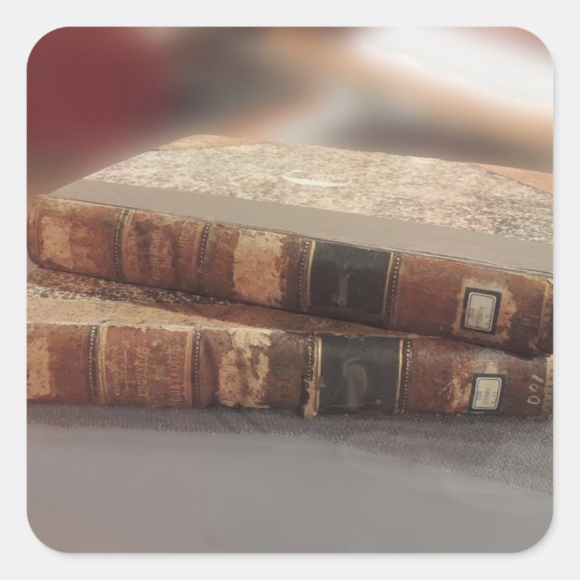 Pegatina Cuadrada Libros antiguos (Anverso)