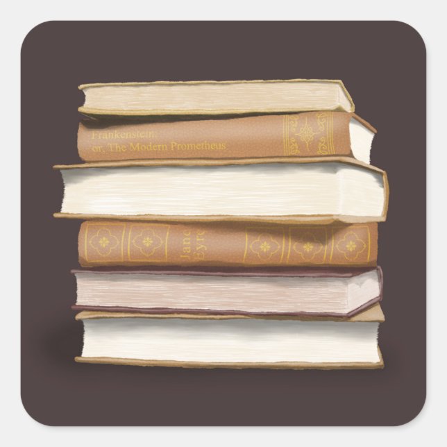 Pegatina Cuadrada Libros antiguos de la Academia Oscura (Anverso)