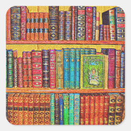 Pegatina Cuadrada Libros de biblioteca