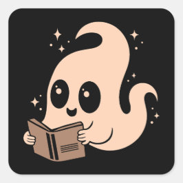 Pegatina Cuadrada Libros de lectura de fantasma