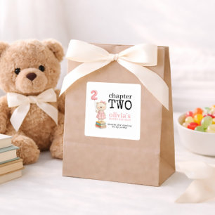 Pegatina Cuadrada Libros de osos del capítulo dos gracias cumpleaños