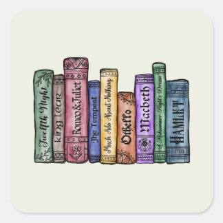 Pegatina Cuadrada Libros de Shakespeare No. 1