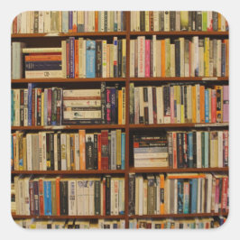 Pegatina Cuadrada Libros en la biblioteca Bolsa de Regalos