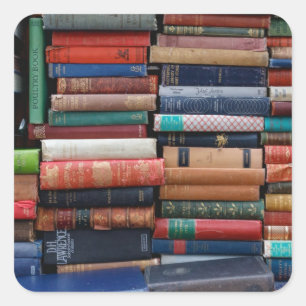 Pegatina Cuadrada Libros leer libros antiguos de amor