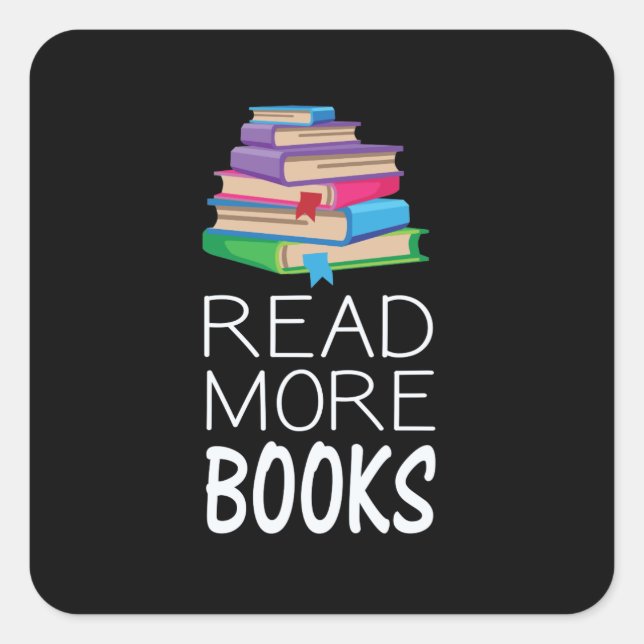 Pegatina Cuadrada Libros - Leer más libros (Anverso)