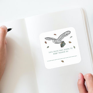 Pegatina Cuadrada Libros para bebés de libros de cuentos de búho de