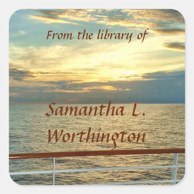 Pegatina Cuadrada Libros personalizados de Marine Sunrise (Anverso)