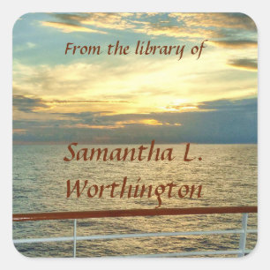 Pegatina Cuadrada Libros personalizados de Marine Sunrise