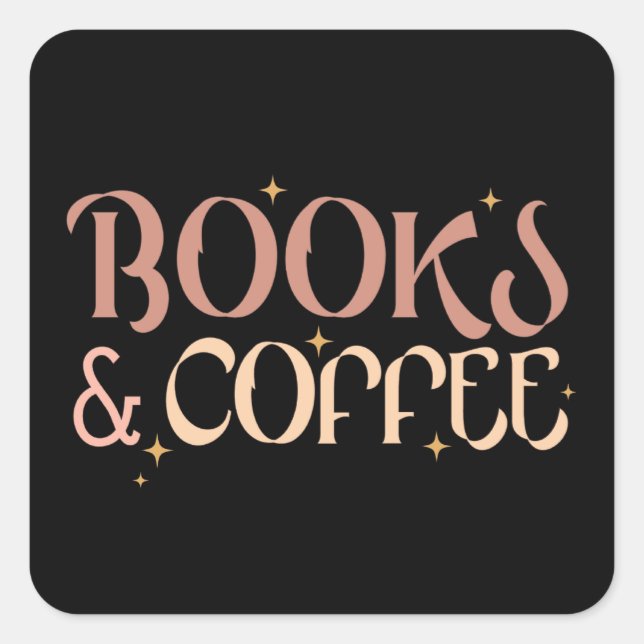 Pegatina Cuadrada Libros y Café (Anverso)